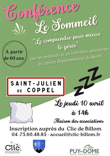 Conférence Le Sommeil: le comprendre pour mieux le gérer- CLIC Billom