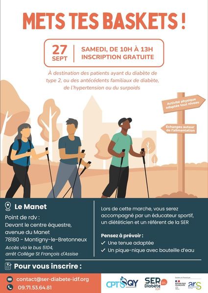 MARCHE DE PRÉVENTION DU DIABÈTE  le 27/09/25 de 10h à 13h sur Montigny le Bretonneux !