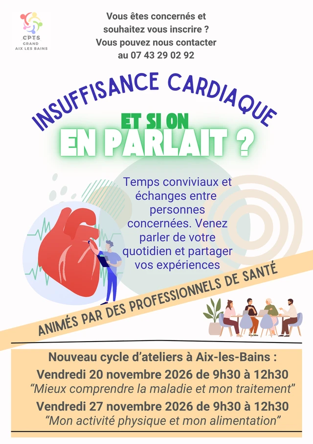 De nouveaux ateliers pour les personnes souffrant d'insuffisance cardiaque !