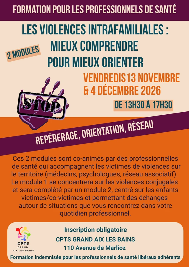 Formation "Les violences intrafamiliales : mieux comprendre pour mieux orienter" 