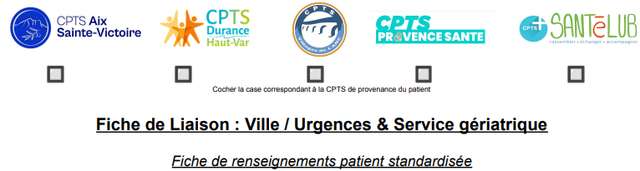 Fiche de liaison Ville-Urgences & service gériatrique